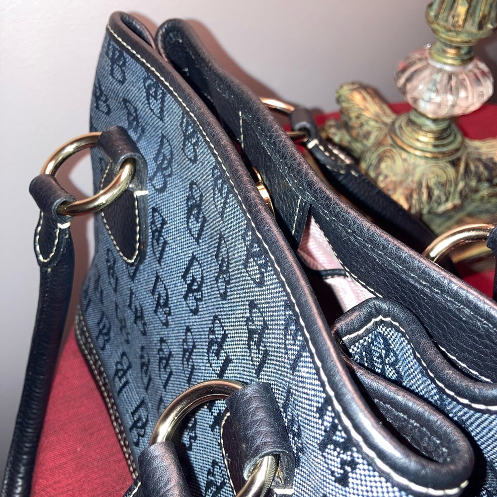 Dooney & Bourke (Navy) Vintage Monogram Tote with Detachable Shoulder Strap - Picture 8 of 14